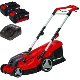 Einhell GE-CM 36/37 Li PXC + Twinpack + 4514095 - Masina de tuns iarba 37 cm 45 l + Set 2 acumulatori si incarcator Li-Ion 18 V 4 Ah