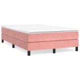 Cumpara ieftin Pat box spring cu saltea, roz, 120x200 cm, catifea