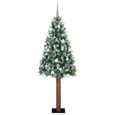 vidaXL Brad de Crăciun subțire Verde 77 x 77 x 210 cm PVC