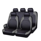Set Huse Scaune Auto RoGroup Roma, cu fermoare pentru bancheta rabatabila, 9 Bucati, culoare gri cu negru Automobile ProTravel