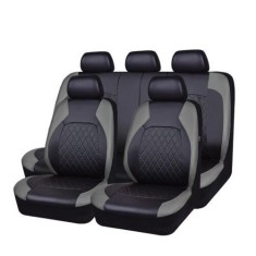 Set Huse Scaune Auto RoGroup Roma, piele ecologica, cu fermoare pentru bancheta rabatabila, 9 Bucati, culoare gri cu negru