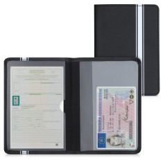 Husa pentru documente auto, Kwmobile, Negru/Alb, Piele ecologica, 50104.11
