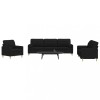 VidaXL Set de canapele cu perne decorative, 3 piese, negru, textil 3278307