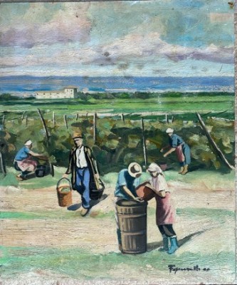 1989, Tablou Fascianelli Domenico / lucrare mare dimensiuni 41,5 x 35 cm / ulei pe carton, cu certificat de autenticitate pe verso foto