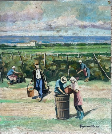 1989, Tablou Fascianelli Domenico / lucrare mare dimensiuni 41,5 x 35 cm / ulei pe carton, cu certificat de autenticitate pe verso