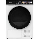 Uscator rufe DDR-HS9E, 9 kg, pompa de caldura, clasa E, butoane touch, panou de control negru cu pictograme mari colorate, usa dubla neagra cu inel cr