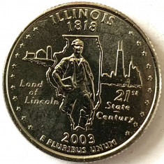 AMERICA QUARTER 1/4 DOLLAR 2003 LITERA D.(Tanarul Abraham Lincoln-Illinois)