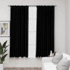 Draperii opace aspect in, c&acirc;rlige, 2 buc., negru, 140 x 175 cm
