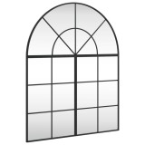 Cumpara ieftin Oglinda de perete, negru, 80x100 cm, arcuita, fier