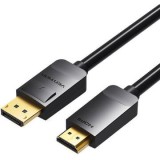 Cablu video Vention, DisplayPort(T) la HDMI(T), 3m, rezolutie maxima 1080p la 60 Hz, conectori auriti, cupru, invelis PVC, negru, &quot;HADBI&quot; (timbru verd