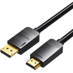 Cablu video Vention, DisplayPort(T) la HDMI(T), 3m, rezolutie maxima 1080p la 60 Hz, conectori auriti, cupru, invelis PVC, negru, &amp;quot;HADBI&amp;quot; (timbru verd foto