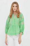 Rich &amp; Royal bluza din bumbac femei, culoarea verde, cu imprimeu