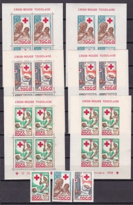 Togo 1959 Crucea Rosie MI 268-270 + bl. 2,3,4 A+B MNH foto