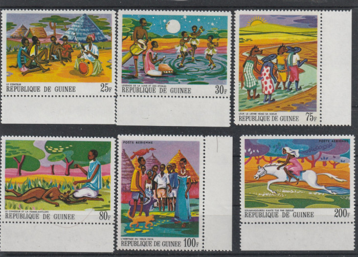 Guinea 1968-Legende africane,Basme,Fauna,Animale,serie 6 val.,MNH,Mi.480A-485A