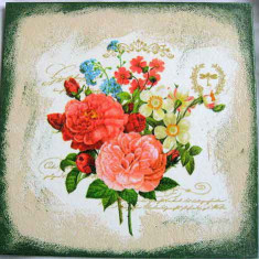 Tablou pe panza cu flori, trandari, trandafiri , narcise, albastrele 28852