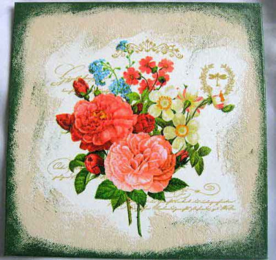 Flori, trandari, trandafiri japonezi, narcise, albastrele, tablou pe panza 28852 foto