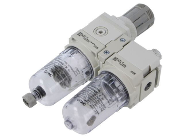 Set preparare aer SMC cu filtru 5&micro;m și presiune max. 10 bar