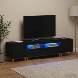 Cumpara ieftin Set de 3 piese pentru TV cu LED Negru Lemn prelucrat