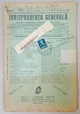 JURISPRUDENTA GENERALA , PUBLICATIUNE SAPTAMANALA DE JURISPRUDENTA ROMANA SI STRAINA , NR. 33 , 1942 foto