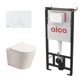 Cumpara ieftin Set complet vas WC suspendat Fluminia, Clementina, Alb, cu rezervor Alca si clapeta alba