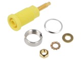 Conector banană 4mm soclu 32A 1kV galben aurit pe panou