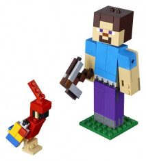 Lego Steve Minecraft Bigfig Cu Papagal foto