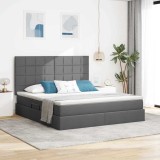 Cumpara ieftin Pat cu LED si saltea Gri inchis 180 x 200 cm Tesatura