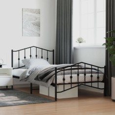 vidaXL Cadru pat metalic cu tăblii de cap/picioare, &nbsp;negru, 107x203 cm 373803