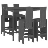 Set mobilier bar pentru gradina, 5 piese, gri, lemn masiv pin