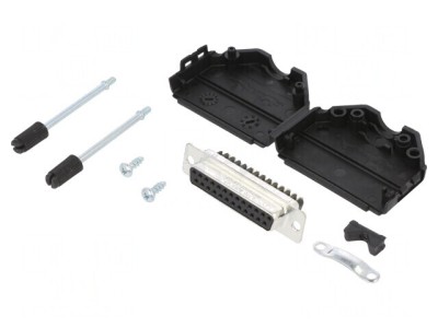 Conector D-Sub 25-Pin Mamă Drept cu Șurub pe Cablu foto