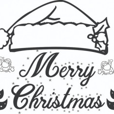 Sticker decorativ, Merry Christmas , Negru, 85 cm, 4922ST