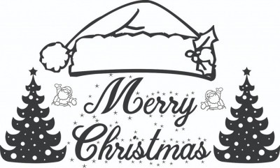 Sticker decorativ, Merry Christmas , Negru, 85 cm, 4922ST foto