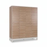 Dulap Haine Adore London, 4 usi si 2 sertare, Alb - Stejar, 159 x 202 x 52 cm