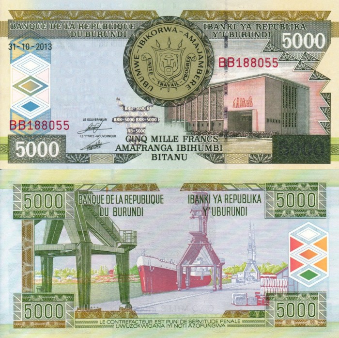 BURUNDI 5.000 francs 2013 UNC!!!