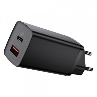 Incarcator Retea Baseus GaN2 Lite, 65W, 3A, 1 x USB-A - 1 x USB-C, Negru CCGAN2L-B01 foto