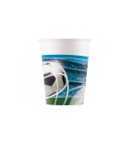 Set 8 pahare petrecere din carton model fotbal 200 ml