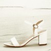 Sandale Dama Albe Imprimeu Reptila Violeta Sofiline, Toc 6.5cm, Piele Ecologica, Catarama Aurie, Office/Casual