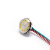 Buton Push Metalic, 12-24V DC, 19mm, fara Retinere, Led Galben, conector 4 fire 20cm