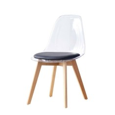 Scaun de Sufragerie DKD Home Decor Negru Multicolor Natural 30 x 40 cm 54 x 47 x 81 cm