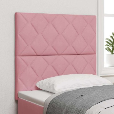 vidaXL Tăblie cap Pe perete Geometric cu headboard Roz 100 cm Catifea foto