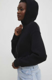Answear Lab hanorac de bumbac femei, culoarea negru, cu glugă, neted