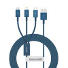 Cablu Date &amp; Incarcare 3 in 1 3.5A ( MicroUSB Lightning Tip C ) - 1.5 MetrI (Albastru) Baseus CAMLTYS-03