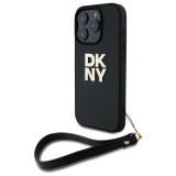 Husa pentru Apple iPhone 16 Pro, DKNY, Wrist Strap Stock Logo, Neagra