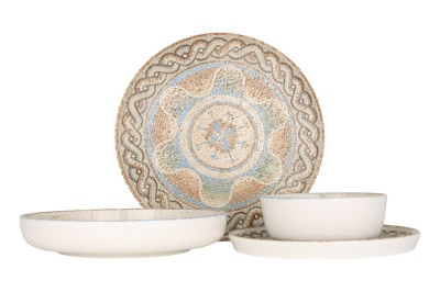 Rinart Set de vesela (Medium) - Celest - 24 bucăți - 6 persoane - Porţelan foto