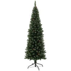 HOMCOM Brad de Crăciun &Icirc;nzăpezit &Icirc;nalt cu 618 Crengi, Brad Artificial de Crăciun cu Conuri și Bază, &Oslash;70x180 cm, Verde | Aosom Romania