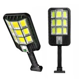 Lampa Solara LED 120W cu Telecomanda, 9 COB, Suport Prindere, IP65, 6000K, Autonomie 8h, Negru, Gradina, Exterior
