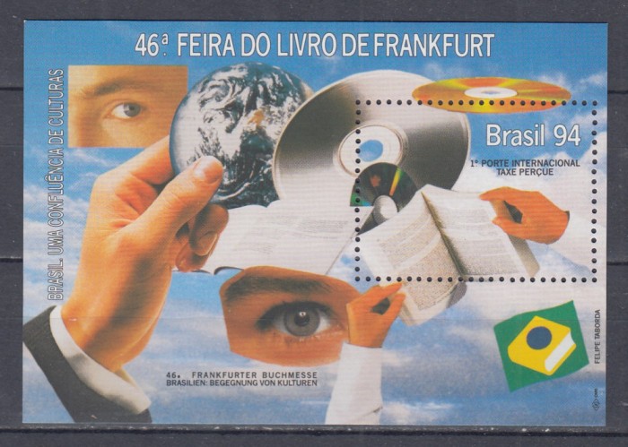 BRAZILIA 1994 O CONFLUENTA DE CULTURA BLOC MNH
