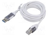 Cablu USB 3.0 RJ45 15m alb Goobay