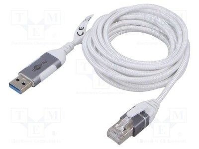 Cablu USB 3.0 RJ45 15m alb Goobay foto