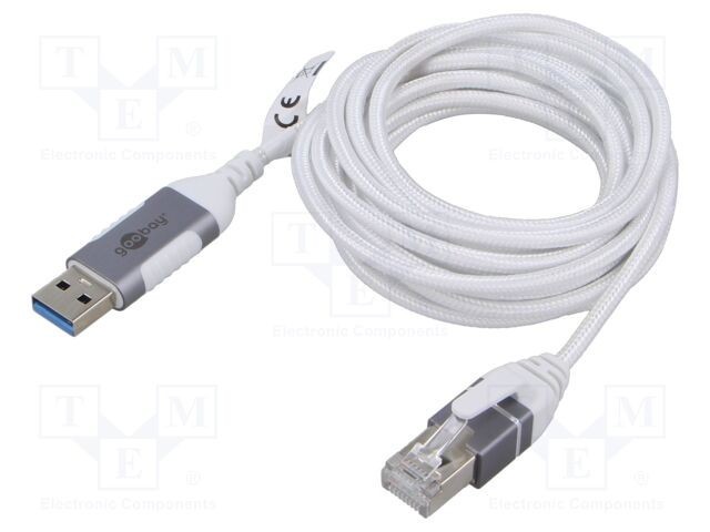 Cablu USB 3.0 RJ45 15m alb Goobay
